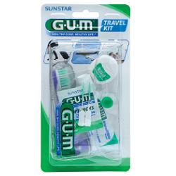 GUM TRAVEL KIT VIAGGIO 1 SPAZZOLINO PIEGHEVOLE GUM TRAVEL + 1 DENTIFRICIO VIAGGIO 12 ML + 1 ROCCHETTO FILO INTERDENTALE 10MT + 2 SCOVOLINI GOMMA GUM SOFT PICKS - FarmaLucia
