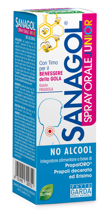 SANAGOL SPRAY JUNIOR PROPOLI FRAGOLA 20 ML - FarmaLucia