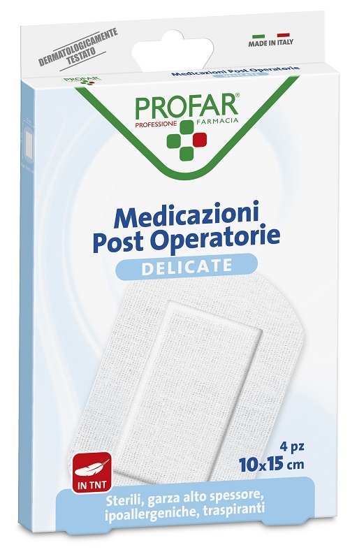 MEDICAZIONE POST OPERATORIA STERILE GARZA ANTIADERENTE 10X15 CM 4 PEZZI PROFAR - FarmaLucia