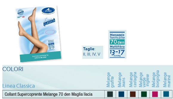 SAUBER COLLANT 70 DENARI SUPER COPRENTE MAGLIA LISCIA MELANGE GRAFITE 2 LINEA CLASSICA - FarmaLucia