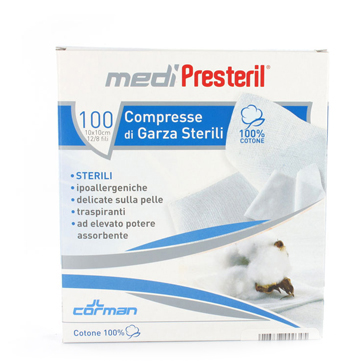 GARZA COMPRESSA MEDIPRESTERIL FU STERILE MONOUSO 10X10CM 100PEZZI - FarmaLucia