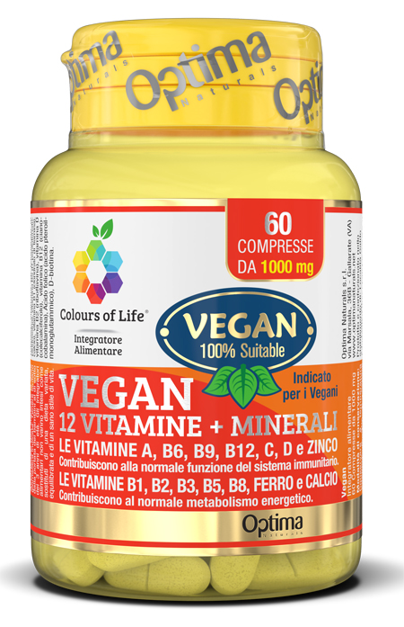 COLOURS OF LIFE VEGAN 12 VITAMINE + 3 MINERALI 60 COMPRESSE - FarmaLucia