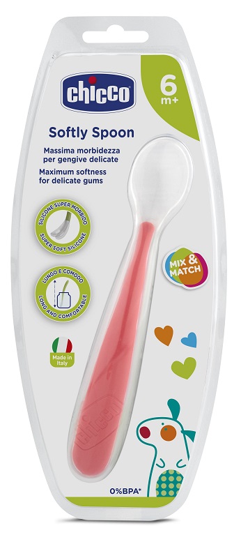 CHICCO CUCCHIAIO MORBIDO SILICONE 6M+ ROSSO UP - FarmaLucia