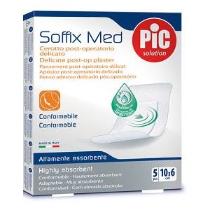CEROTTO PIC SOFFIX MED IN TNT CON TAMPONE CENTRALE ASSORBENTE STERILE MONOUSO 10X6 CM ANTIBATTERICO 5 PEZZI - FarmaLucia