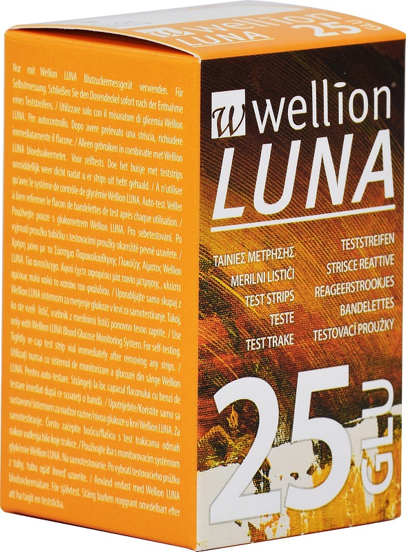 WELLION LUNA 25 STRIPS STRISCE PER MISURAZIONE GLICEMIA - FarmaLucia
