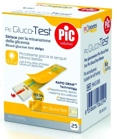 STRISCE MISURAZIONE GLICEMIA PIC GLUCOTEST 25 PEZZI - FarmaLucia