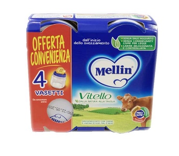 MELLIN OMOGENEIZZATO VITELLO 4 PEZZI X 80 G - FarmaLucia