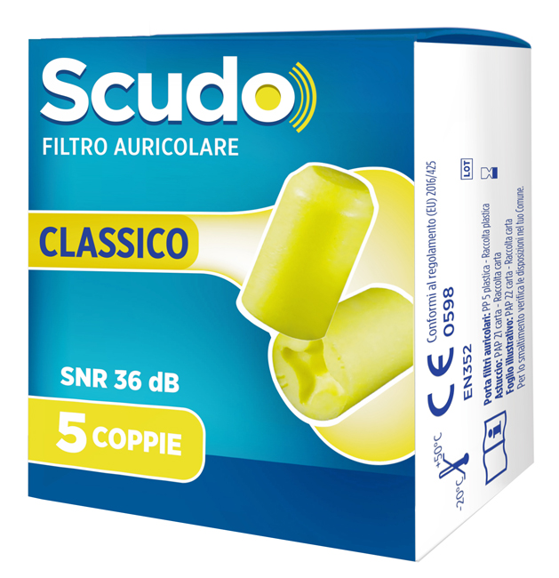 SCUDO FILTRO AURICOLARE CLASSICO SNR 36 DB 7-12MM 5 PAIA - FarmaLucia