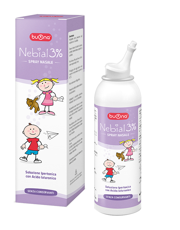 NEBIAL SOLUZIONE SALINA IPERTONICA DI SODIO CLORURO AL 3% CON ACIDO IALURONICO SPRAY NASALE 100 ML - FarmaLucia