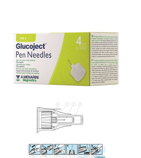 AGO PER PENNA DA INSULINA GLUCOJECT LUNGHEZZA 4 MM GAUGE 32 100 PEZZI - FarmaLucia