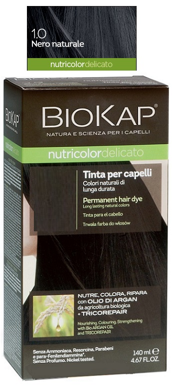BIOKAP NUTRICOLOR DELICATO 1,0 NERO NATURALE TINTA TUBO + FLACONE - FarmaLucia