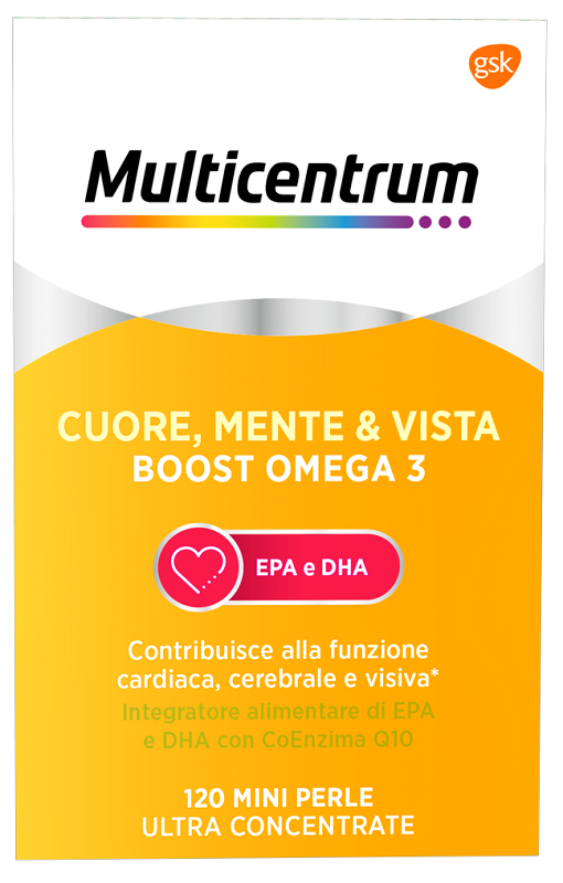 MULTICENTRUM CUORE MENTE E VISTA BOOST OMEGA 3 120 MINI PERLE - FarmaLucia