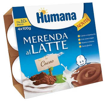HUMANA MERENDA AL LATTE GUSTO CIOCCOLATO 100 G 4 PEZZI - FarmaLucia