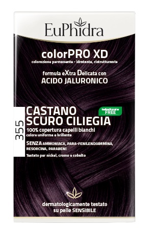 EUPHIDRA COLORPRO XD 355 CASTANO SCURO CILIEGIA GEL COLORANTE CAPELLI IN FLACONE + ATTIVANTE + BALSAMO + GUANTI - FarmaLucia