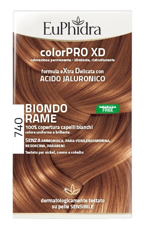 EUPHIDRA COLORPRO XD 740 BIONDO RAME GEL COLORANTE CAPELLI IN FLACONE + ATTIVANTE + BALSAMO + GUANTI - FarmaLucia