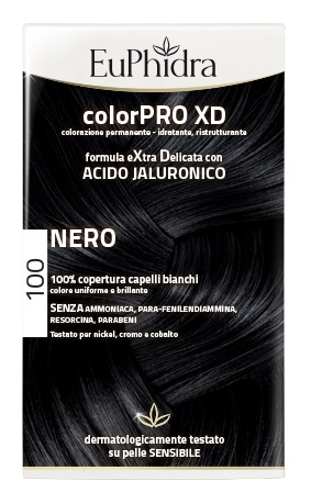 EUPHIDRA COLORPRO XD 100 NERO GEL COLORANTE CAPELLI IN FLACONE + ATTIVANTE + BALSAMO + GUANTI - FarmaLucia