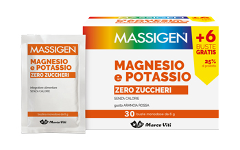 MASSIGEN MAGNESIO E POTASSIO ZERO ZUCCHERI 24 BUSTINE + 6 GRATIS - FarmaLucia