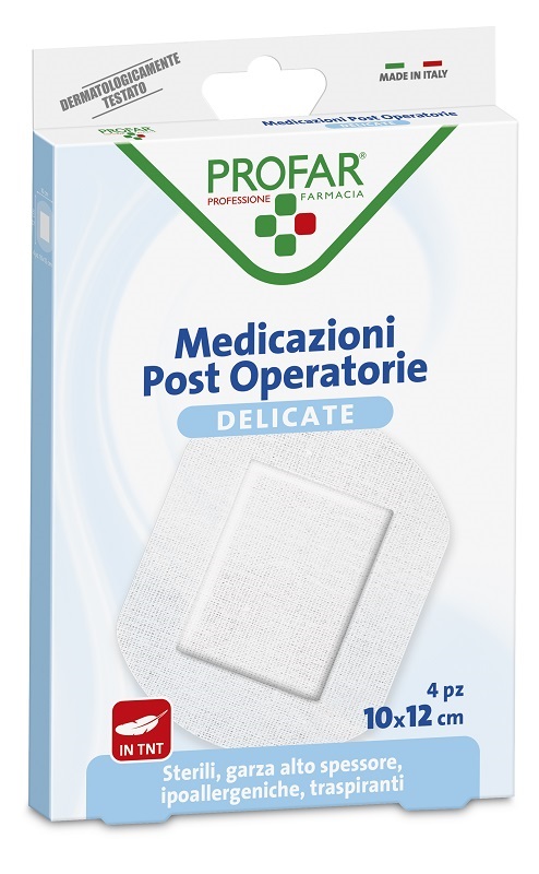 MEDICAZIONE POST OPERATORIA STERILE GARZA ANTIADERENTE 10X12 CM 4 PEZZI PROFAR - FarmaLucia