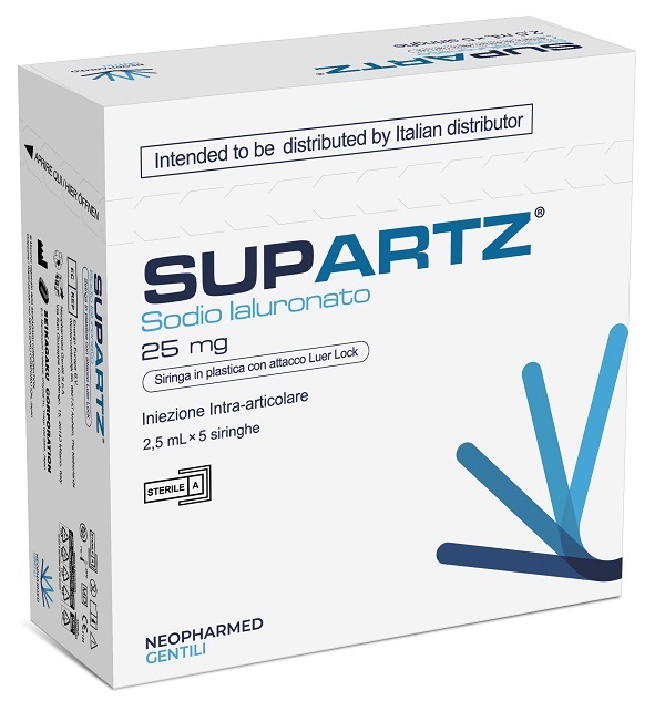 SIRINGA PRERIEMPITA INTRA-ARTICOLARE SUPARTZ ACIDO IALURONICO 25 MG 2,5 ML 5 PEZZI - FarmaLucia
