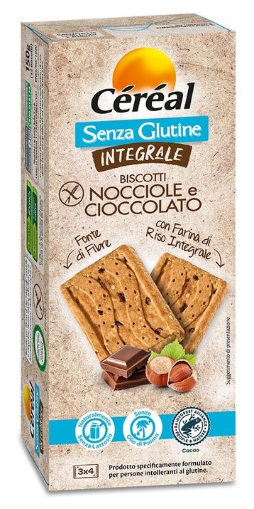 CEREAL SENZA GLUTINE INTEGRALE BISCOTTI NOCCIOLE E CIOCCOLATO 150 G - FarmaLucia
