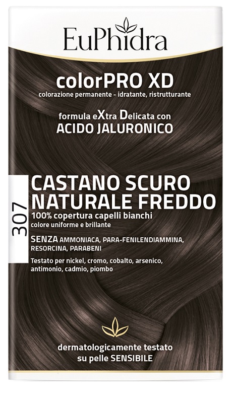 EUPHIDRA COLORPRO XD 307 CASTANO SCU NATURALE F COLORE + ATTIVANTE + BALSAMO + CUFFIA + GUANTI - FarmaLucia