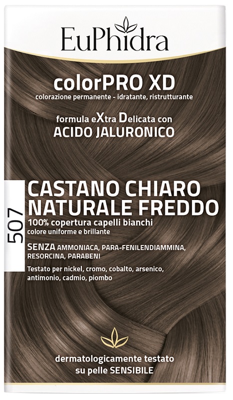 EUPHIDRA COLORPRO XD 507 CASTANO CHIARO NATURALE F COLORE + ATTIVANTE + BALSAMO + CUFFIA + GUANTI - FarmaLucia