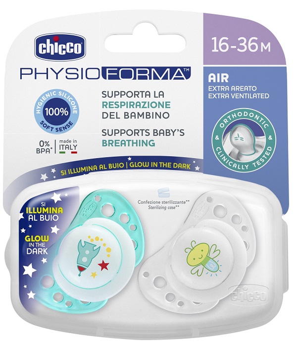 CHICCO SUCCHIETTO AIR LUMI IN SILICONE 16-36 MESI 2 PEZZI - FarmaLucia