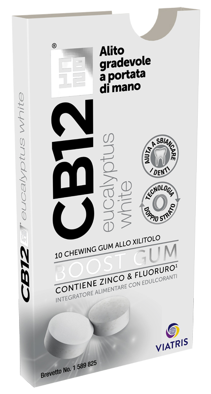 CB12 BOOST EUCALYPTUS WHITE 10 CHEWING GUM - FarmaLucia