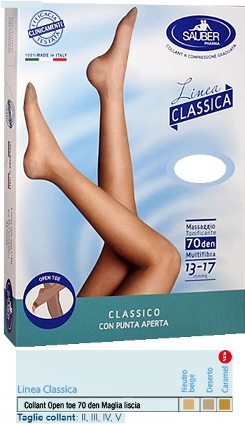 SAUBER COLLANT OPEN TOE MAGLIA LISCIA 70 DEN COLORE NEUTRO BEIGE TAGLIA 2 LINEA CLASSICA - FarmaLucia
