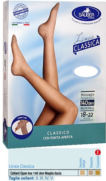 SAUBER COLLANT OPEN TOE MAGLIA LISCIA 140 DEN COLORE NEUTRO BEIGE TAGLIA 3 LINEA CLASSICA - FarmaLucia
