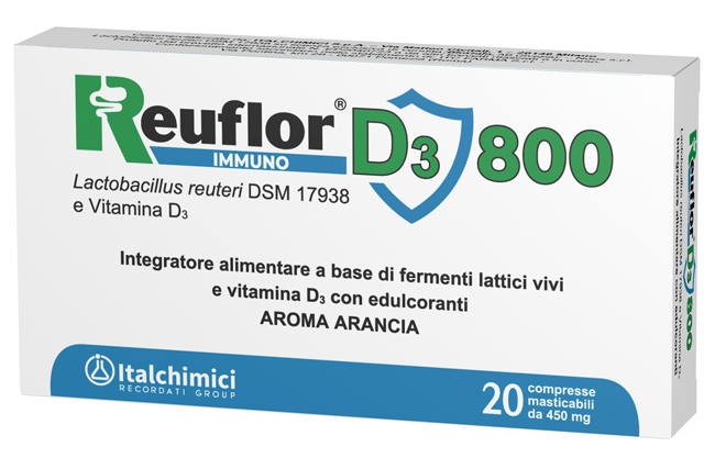 REUFLOR D3 800 20 COMPRESSE MASTICABILI AROMA ARANCIA - FarmaLucia