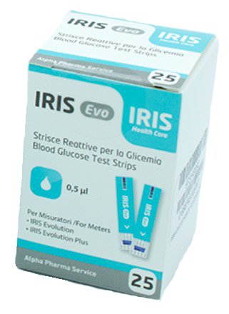 STRISCE MISURAZIONE GLICEMIA IRIS EVO 25 PEZZI - FarmaLucia