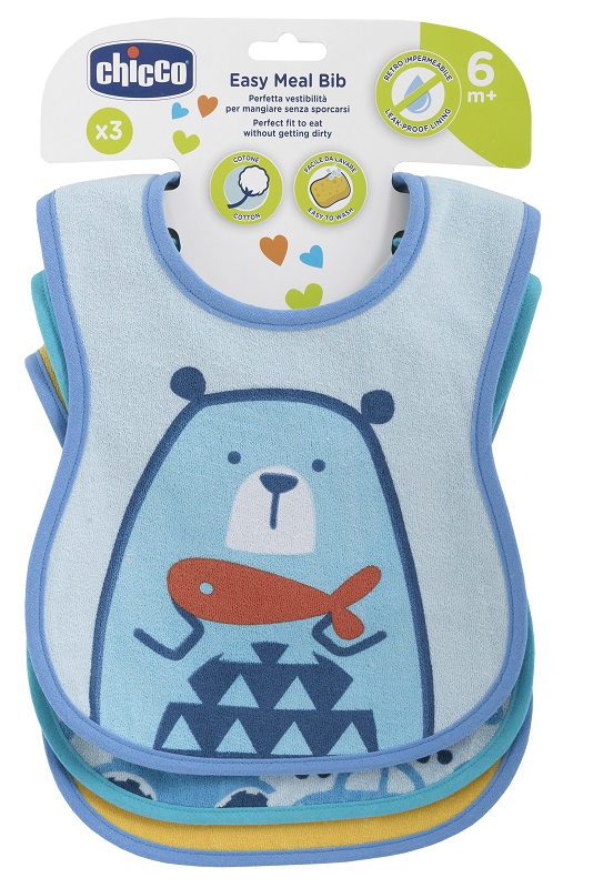 CHICCO BAVAGLINO PAPPA 6M 3 PEZZI BOY - FarmaLucia