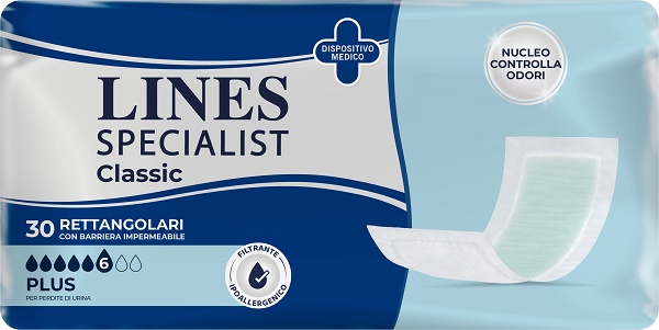 PANNOLONE LINES SPECIALIST CLASSIC RETTANGOLARE CON BARRIERA 30 PEZZI - FarmaLucia