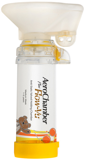 CAMERA DI TENUTA CON VALVOLA AEROCHAMBER PLUS FLOW VU PEDIATRICO MEDIUM 1-5 ANNI - FarmaLucia