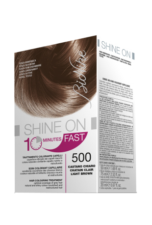 BIONIKE SHINE ON FAST TRATTAMENTO COLORANTE CAPELLI CASTANO CHIARO 500 FLACONE 60 ML + TUBO 60 ML - FarmaLucia