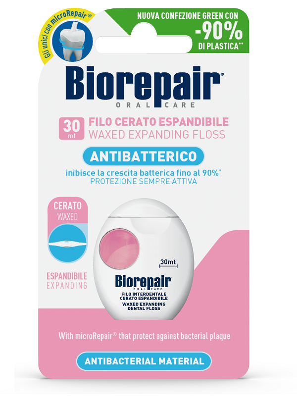 BIOREPAIR ORAL CARE ANTIBATTERICO FILO CERATO ESPANDIBILE GENGIVE DELICATE 25+5 METRI - FarmaLucia