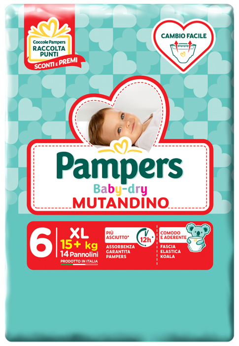 PAMPERS BABY DRY MUTANDINA XL 6 SMALL PACK 14 PEZZI - FarmaLucia