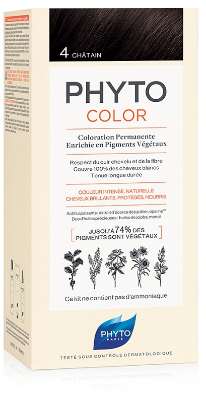 PHYTOCOLOR 4 CASTANO 1 LATTE + 1 CREMA + 1 MASCHERA + 1 PAIO DI GUANTI - FarmaLucia