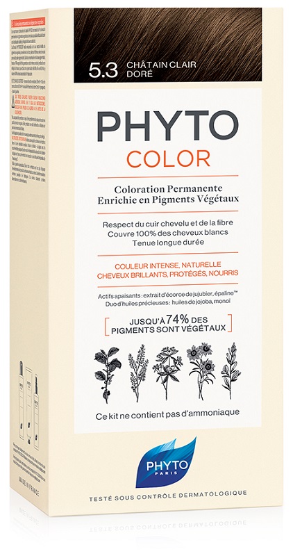 PHYTOCOLOR 5,3 CASTANO CHIARO DORATO LATTE + CREMA + MASCHERA + PAIO DI GUANTI - FarmaLucia