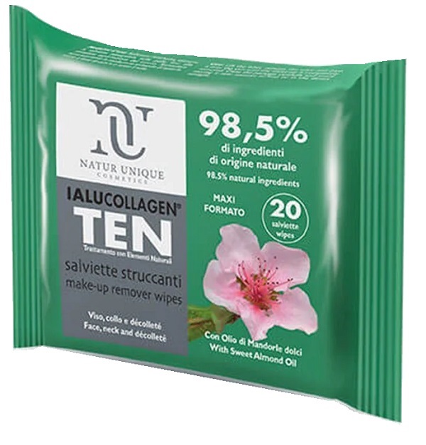 NATUR UNIQUE IALUCOLLAGEN TEN SALVIETTE STRUCCANTI VISO 20 SALVIETTE MAXI - FarmaLucia
