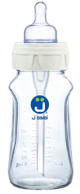 J BIMBI BFREE SUPER GLASS 260 ML BIBERON IN VETRO CON CANULA ANTICOLICHE E TETTARELLA IN SILICONE - FarmaLucia
