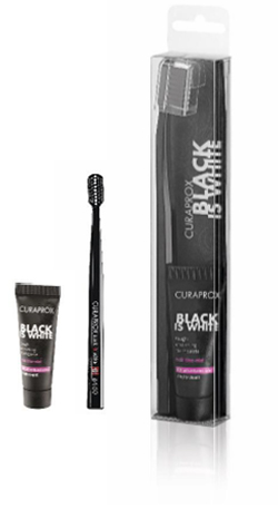 CURAPROX BLACK IS WHITE DENTIFRICI SBIANCANTI 1 DENTIFRICIO DA 10ML + 1 SPAZZOLINO - FarmaLucia