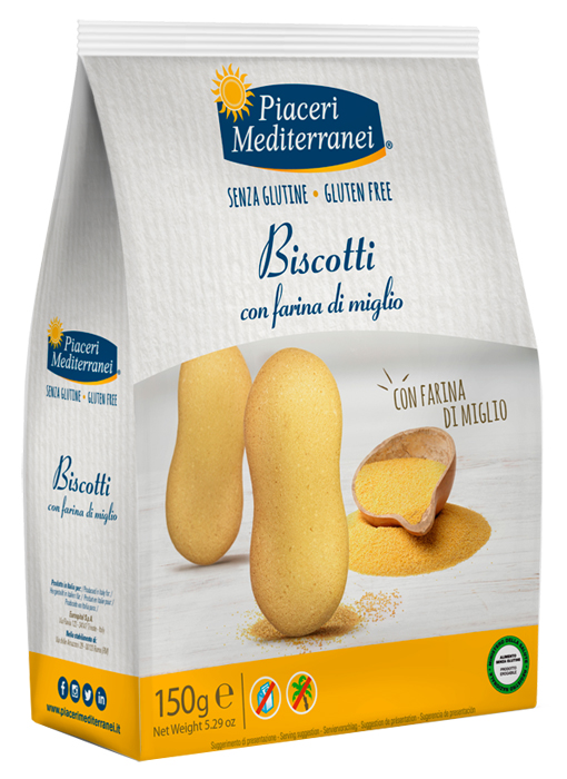PIACERI MEDITERRANEI BISCOTTI FARINA DI MIGLIO 150 G - FarmaLucia