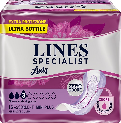 ASSORBENTI PER INCONTINENZA LINES SPECIALIST LADY MINI PLUS 16 PEZZI - FarmaLucia
