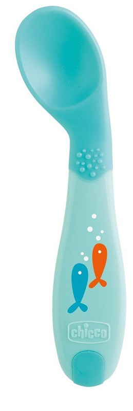 CHICCO CUCCHIAIO ANGOLATO 8M+ AZZURRO - FarmaLucia