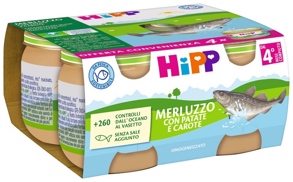HIPP OMOGENEIZZATO MERLUZZO/PATATE/CAROTE 4X80 G - FarmaLucia