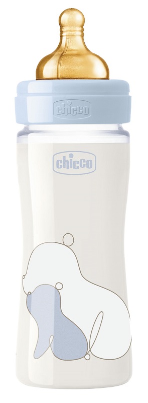 CHICCO BIBERON ORIGINAL 240ML VETRO 1 FORO 1 FORO BOY CON TETTARELLA IN CAUCCIU' - FarmaLucia