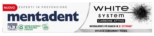 MENTADENT WHITE SYSTEM CHARCOAL 75 ML - FarmaLucia