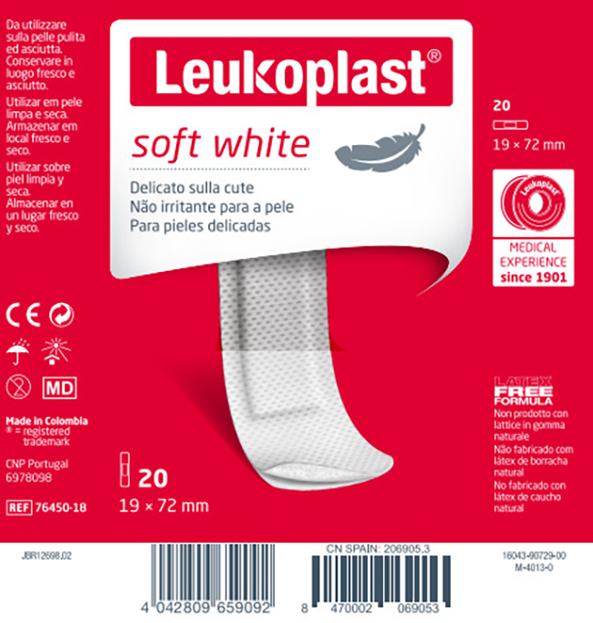 LEUKOPLAST SOFT WHITE 72 X 19 CM 20 PEZZI - FarmaLucia